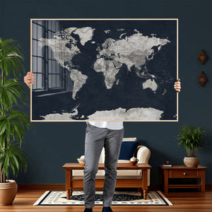 Colorful Watercolor World Map Canvas Print – Vibrant Framed