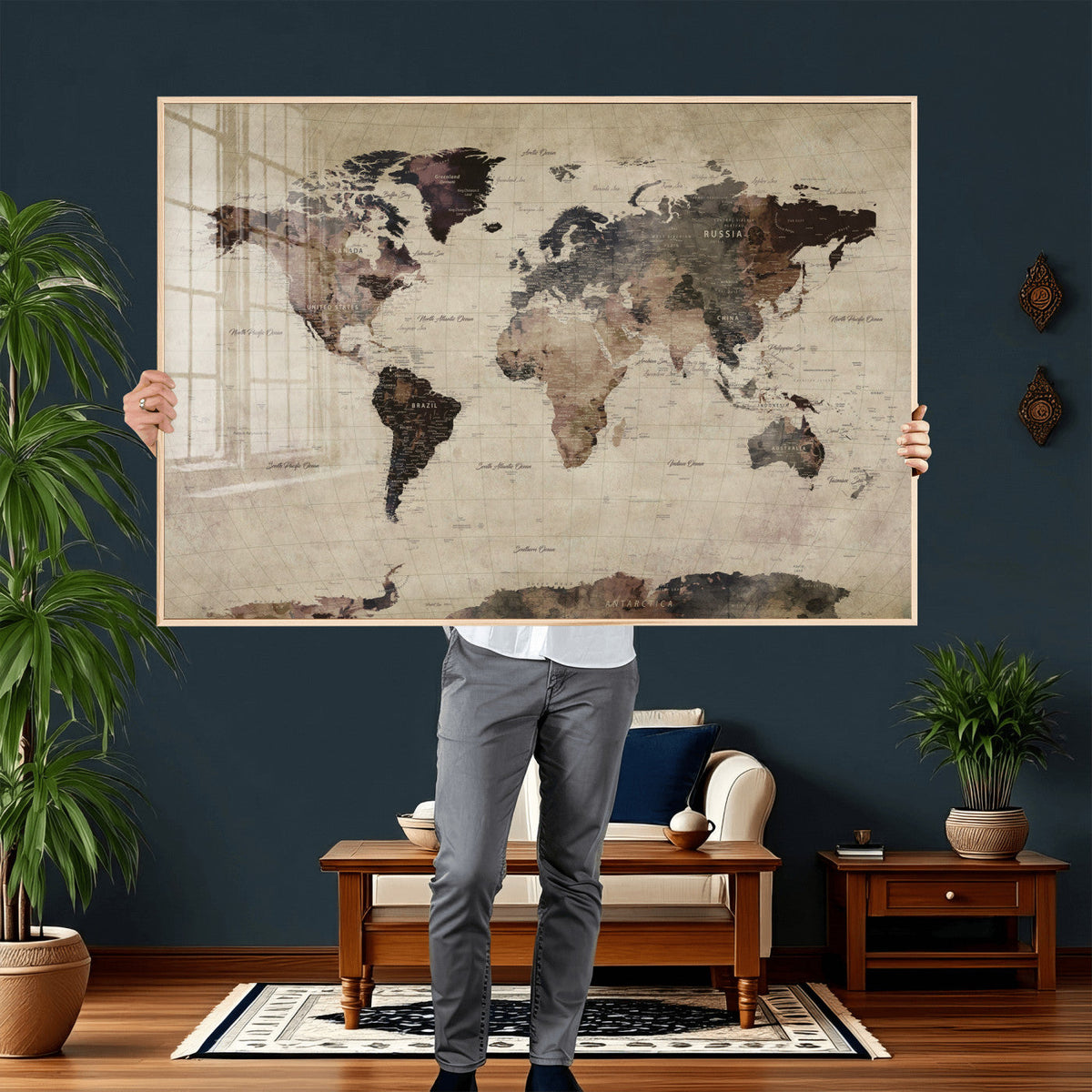 World Map Canvas Print – Detailed Map of the World Adventure
