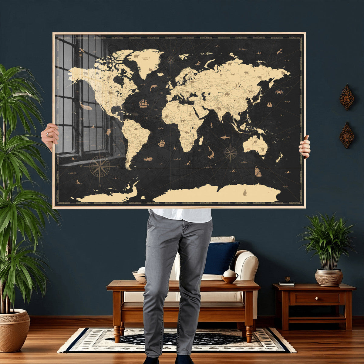 World Map Canvas Print – Detailed Map of the World Wall Art