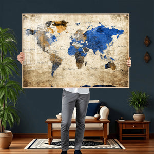 World Map Canvas Print – Colorful Abstract Travel Map,