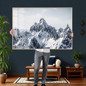 Snowy Mountain Range Canvas Print, Alpine Peaks Landscape