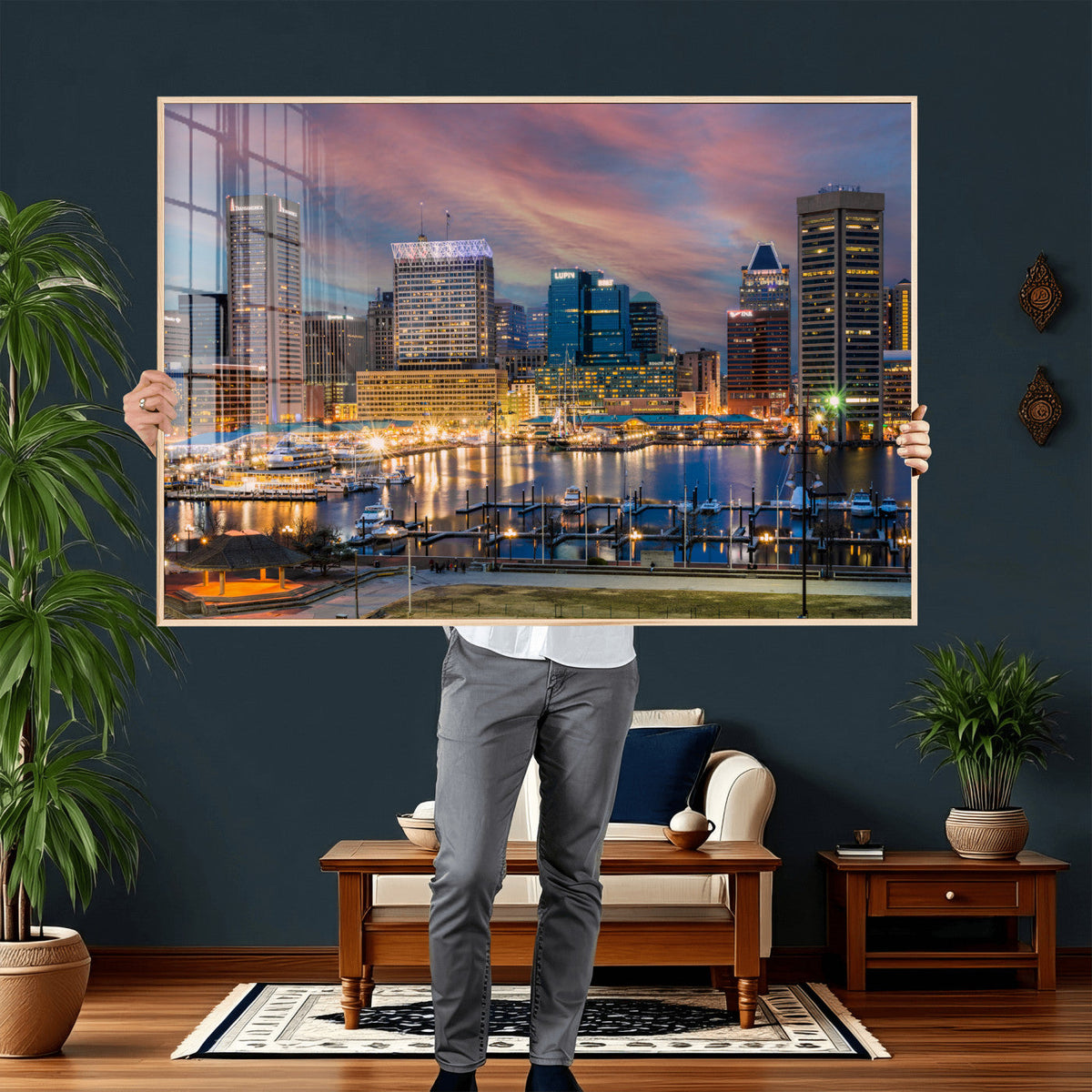 Baltimore Skyline Wall Art Canvas Print, Baltimore Downtown