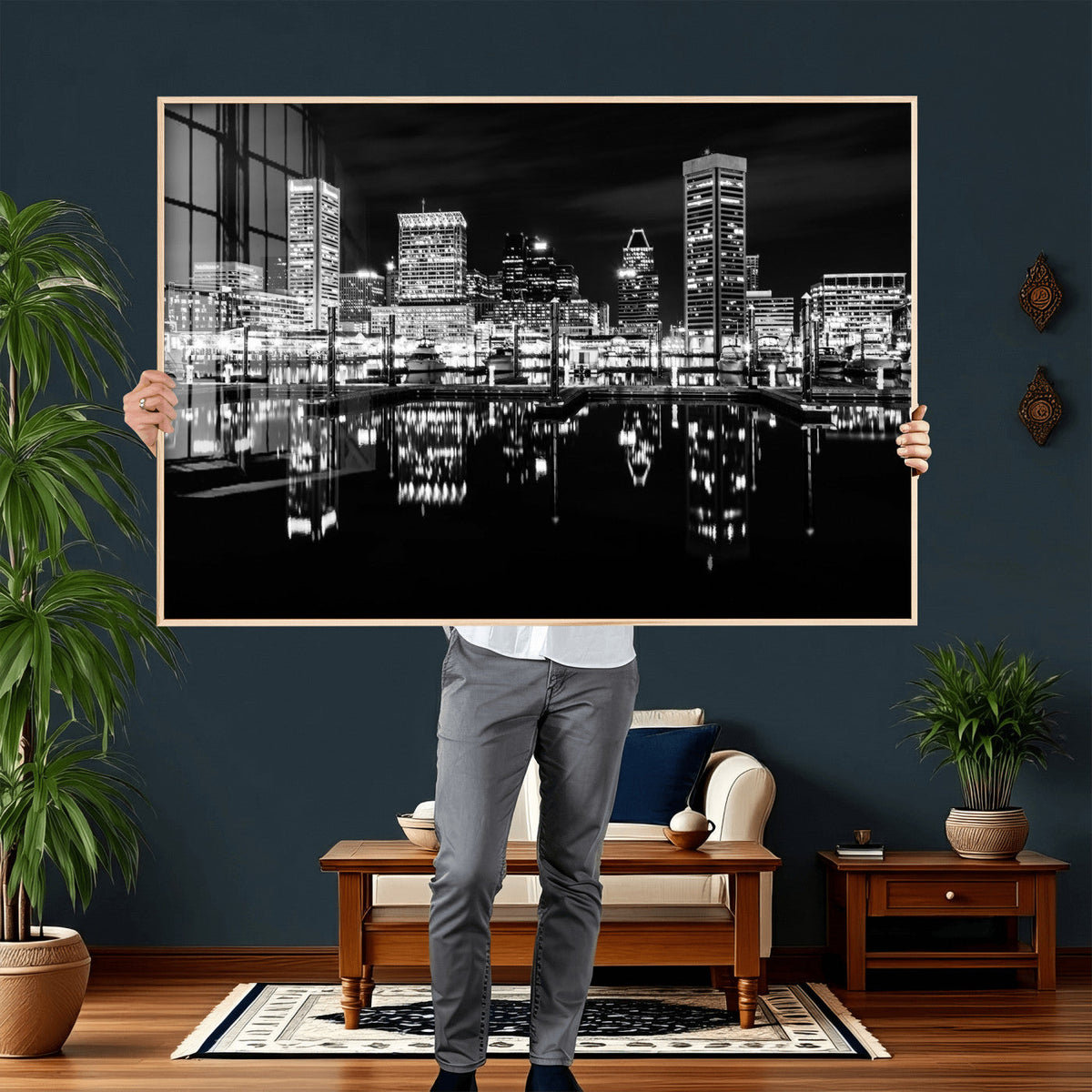 Baltimore Skyline Wall Art Canvas Print, Baltimore Downtown