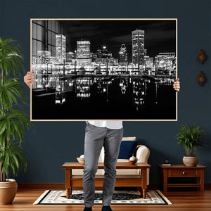 Baltimore Skyline Wall Art Canvas Print, Baltimore Downtown