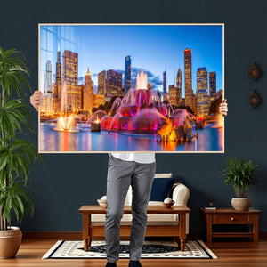 Chicago Wall Art Canvas Print, Chicago City Downtown Night