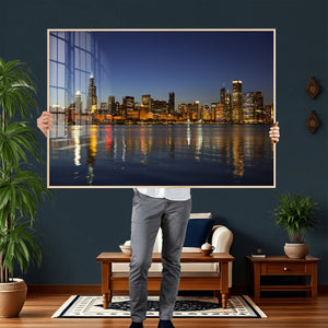 Chicago Wall Art Canvas Print - Chicago City Downtown Night