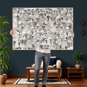 Abstract Texas Cow Wall Art Canvas Print - Farm Longhorn
