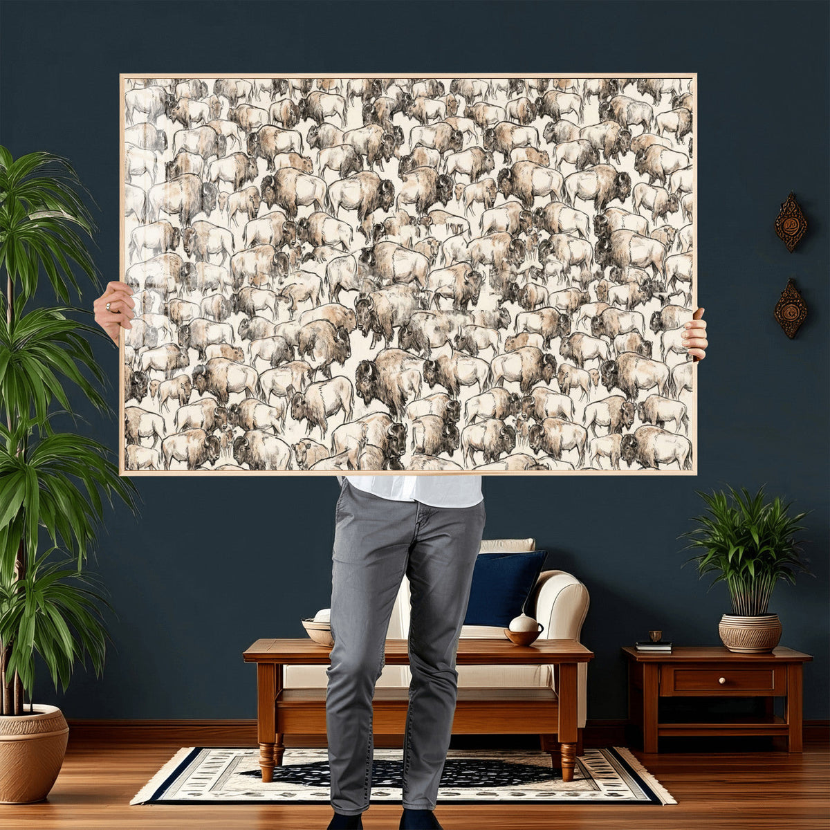 American Bison Canvas Print - Abstract Buffalo Wall Art