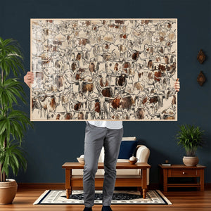 Abstract Longhorn Wall Art Canvas Print - Farm Animal