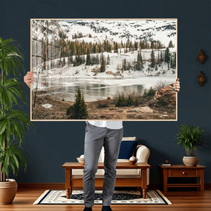 Snowy Mountain Landscape Wall Art Canvas Print, Alpine Pine