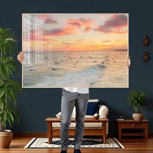 Sunset Beach Wall Art Canvas Print – Soft Coastal