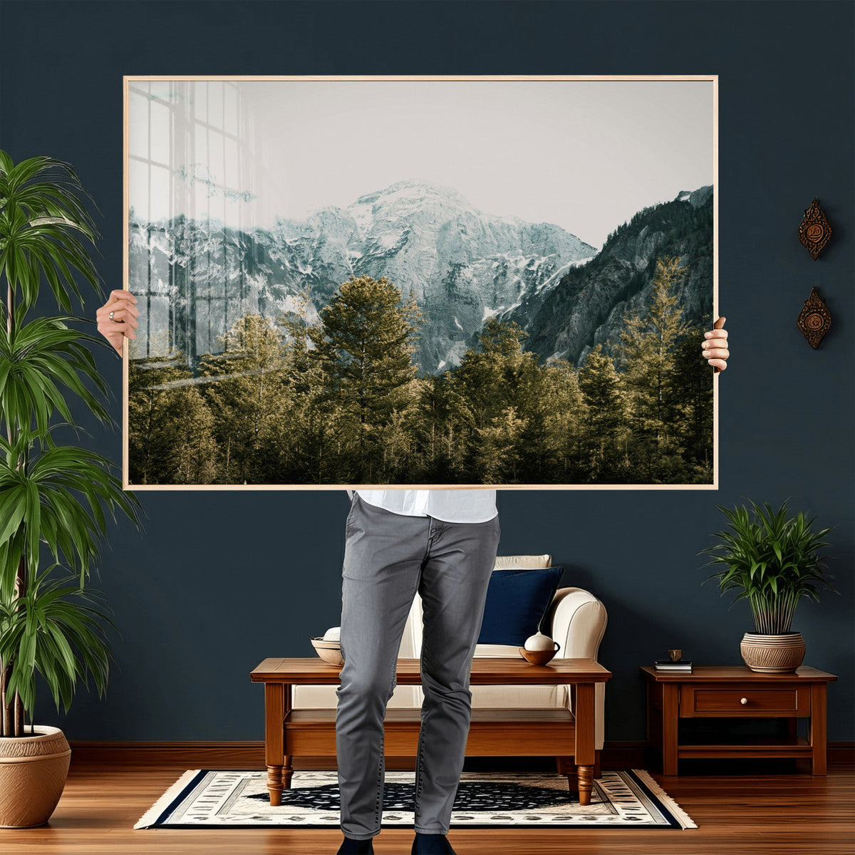 Mountain Forest Wall Art Canvas Print, Alpine Landscape