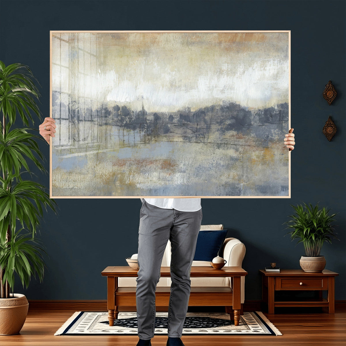 Abstract Neutral Landscape Painting Wall Art