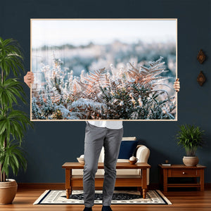 Frosted Fern Wall Art Canvas Print, Soft Winter Botanical