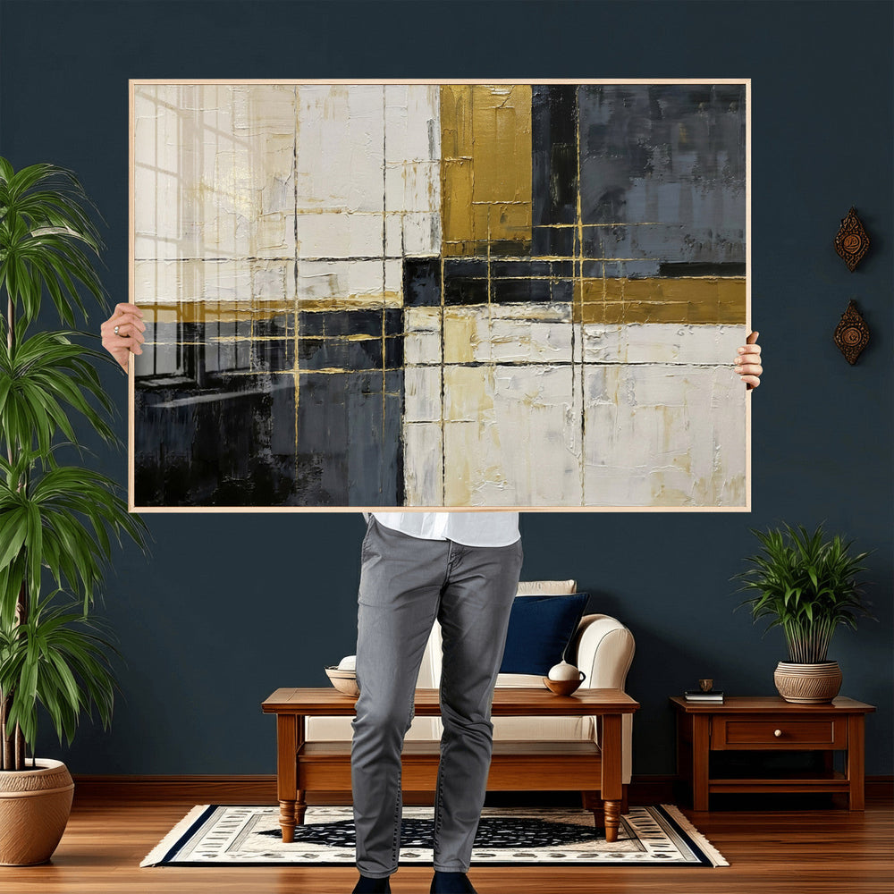 Abstract Gold and Black Wall Art Canvas Print – Modern