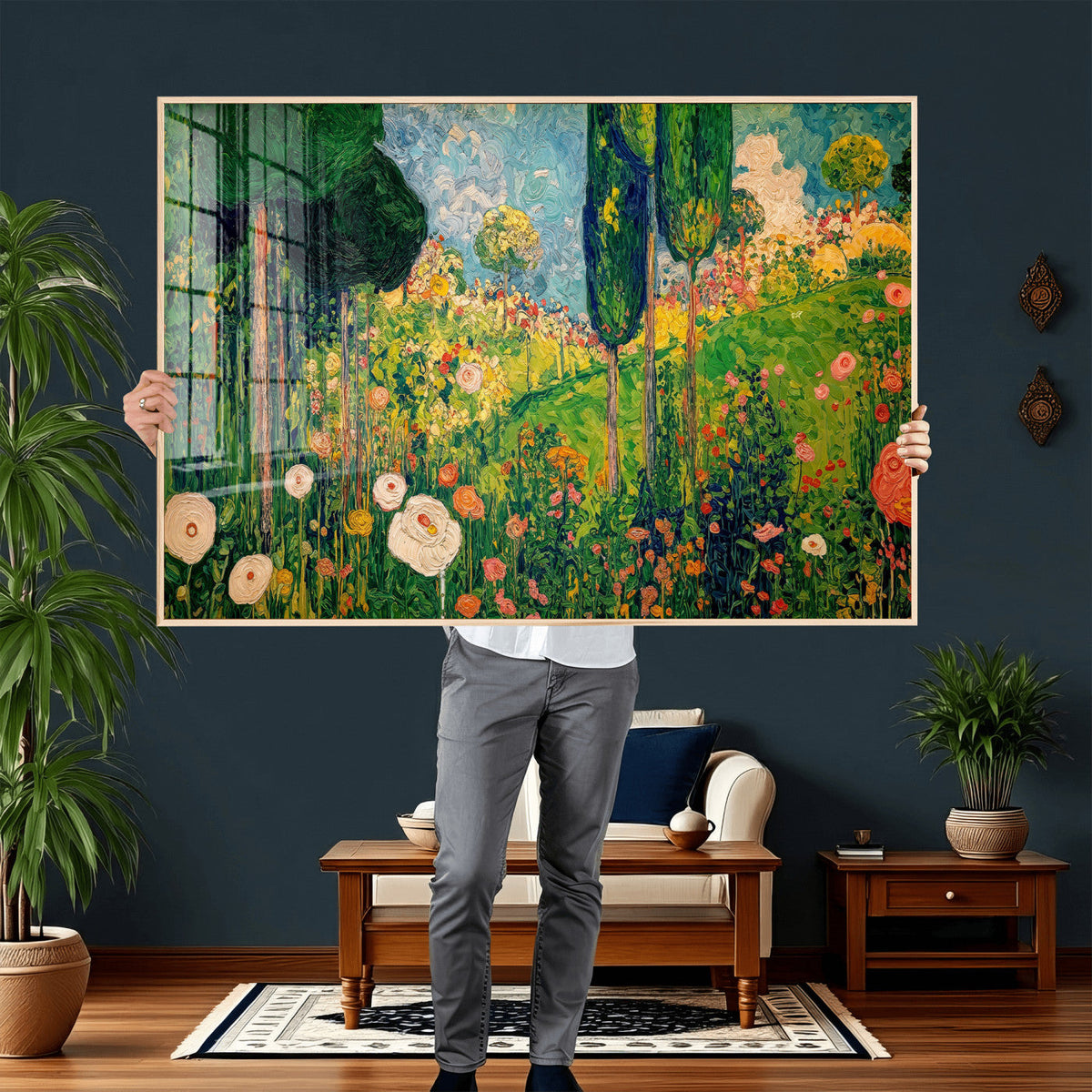 Gustav Klimt Boho Mountain Landscape Large Wall Art,
