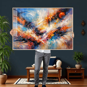 Lyrical Abstraction Wall Art Canvas Print, Orange Blue