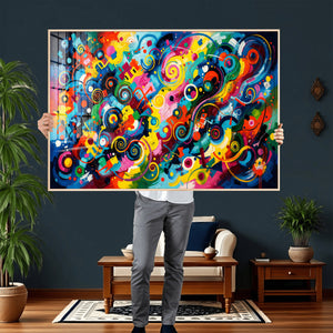 Geometric Abstract Wall Art Canvas Print, Bold Color