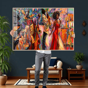 African American Jazz Singer Canvas Art — Red Dress Black