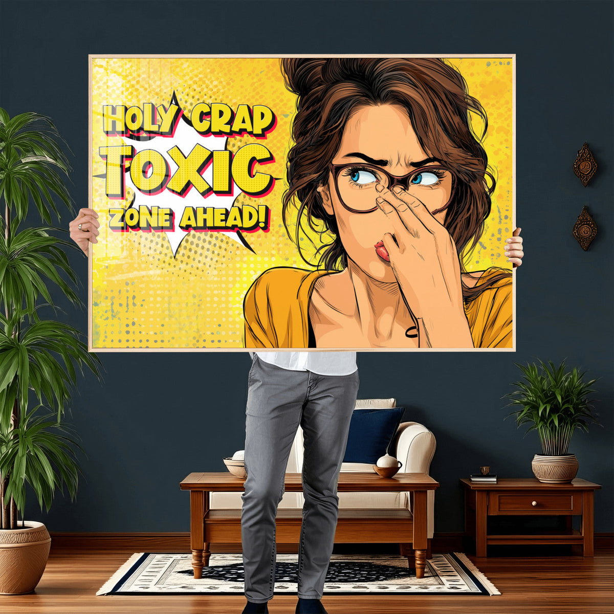 Pop Art Print Bathroom Sign Wall Art Canvas Print — Funny