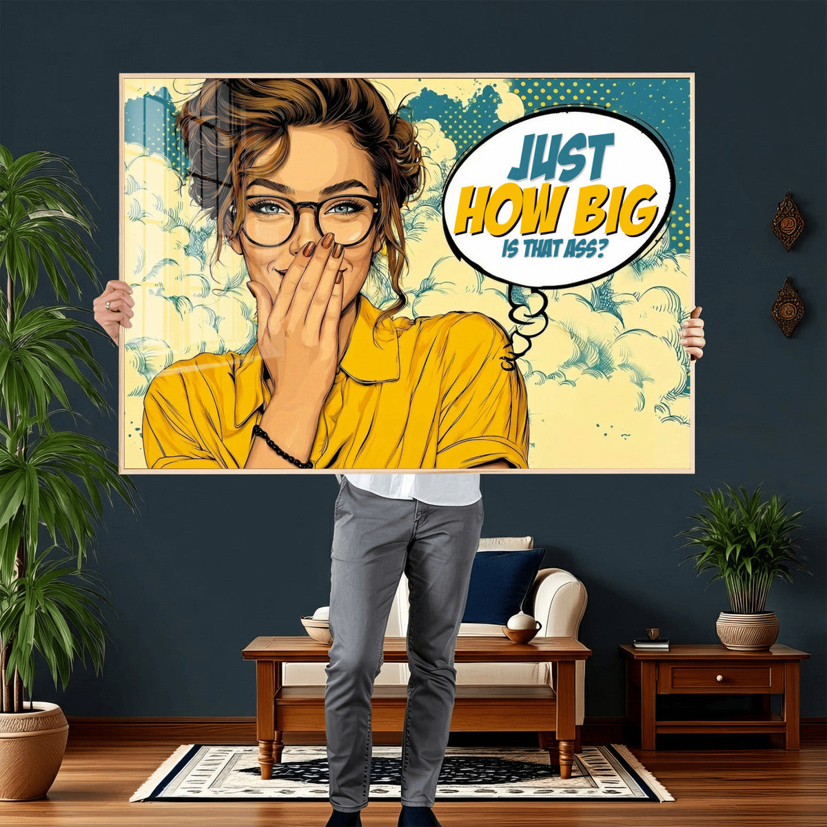 Pop Art Print Bathroom Sign Wall Art Canvas Print — Funny