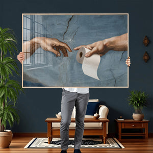 Funny Bathroom Canvas Wall Art, Michelangelo Creation of