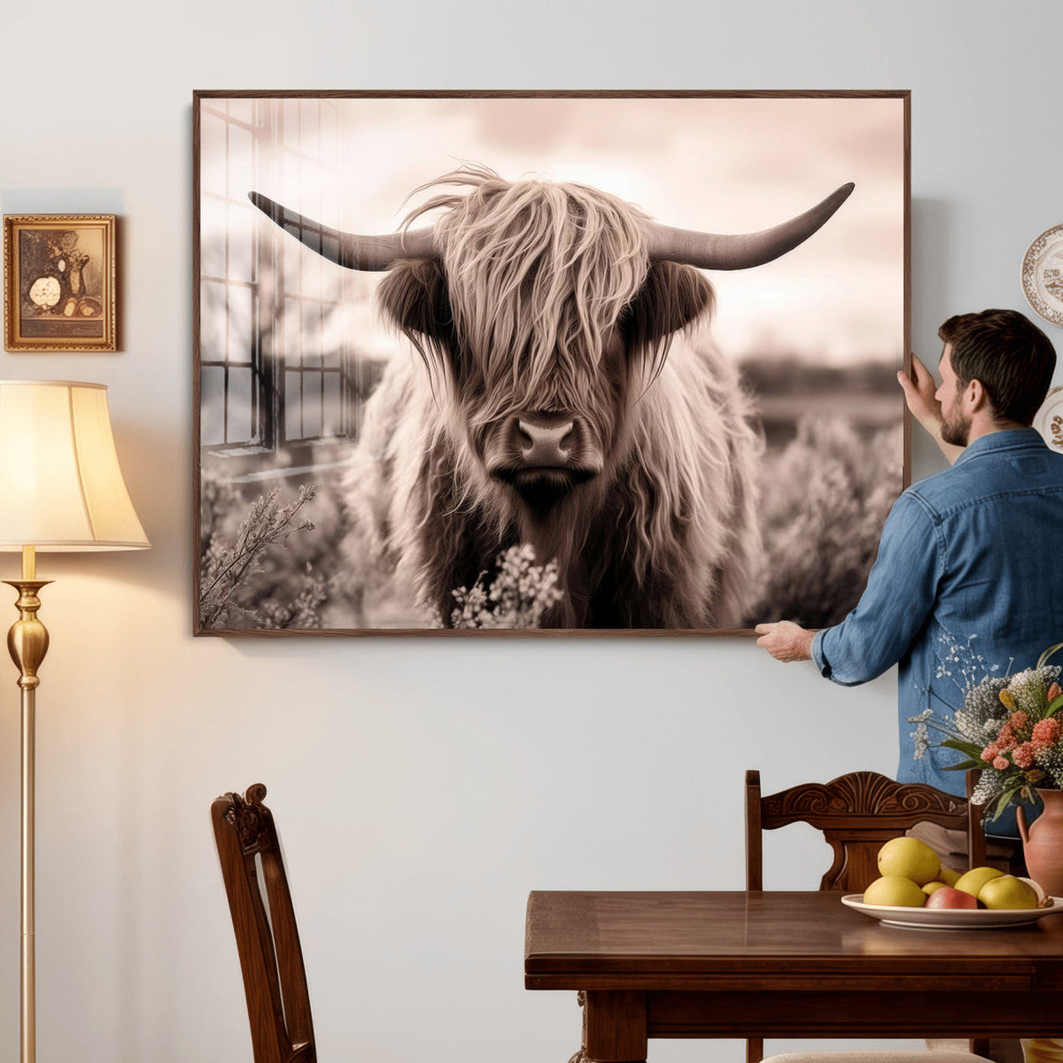 Scottish Cow Longhorn Wall Art Canvas Print