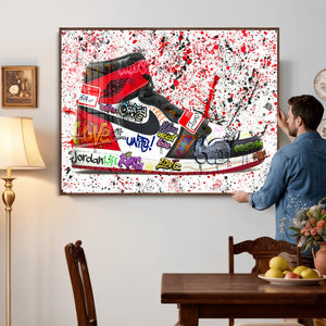 Jordan Shoes Graffiti Wall Art Canvas Print- Jordan Graffiti