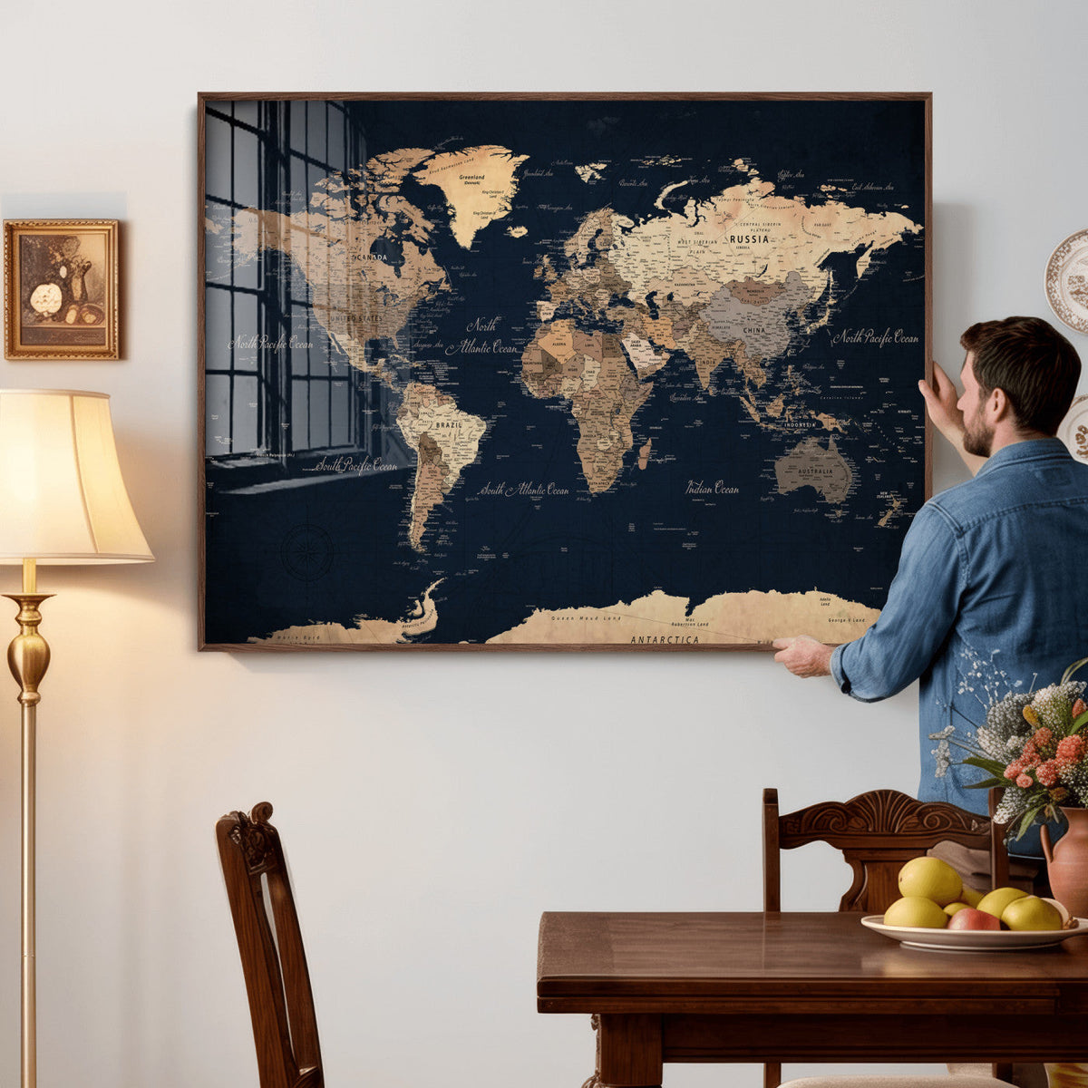 World Map Canvas Print – Detailed Map of the World Wall Art