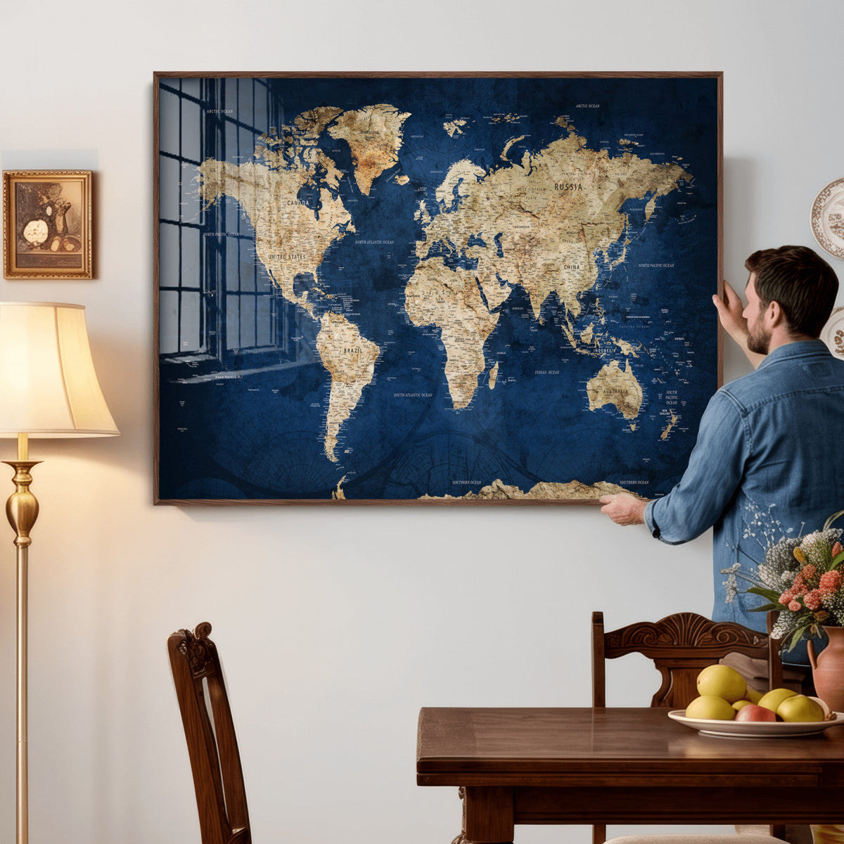 World Map Canvas Print – Framed Travel Map Wall Art for