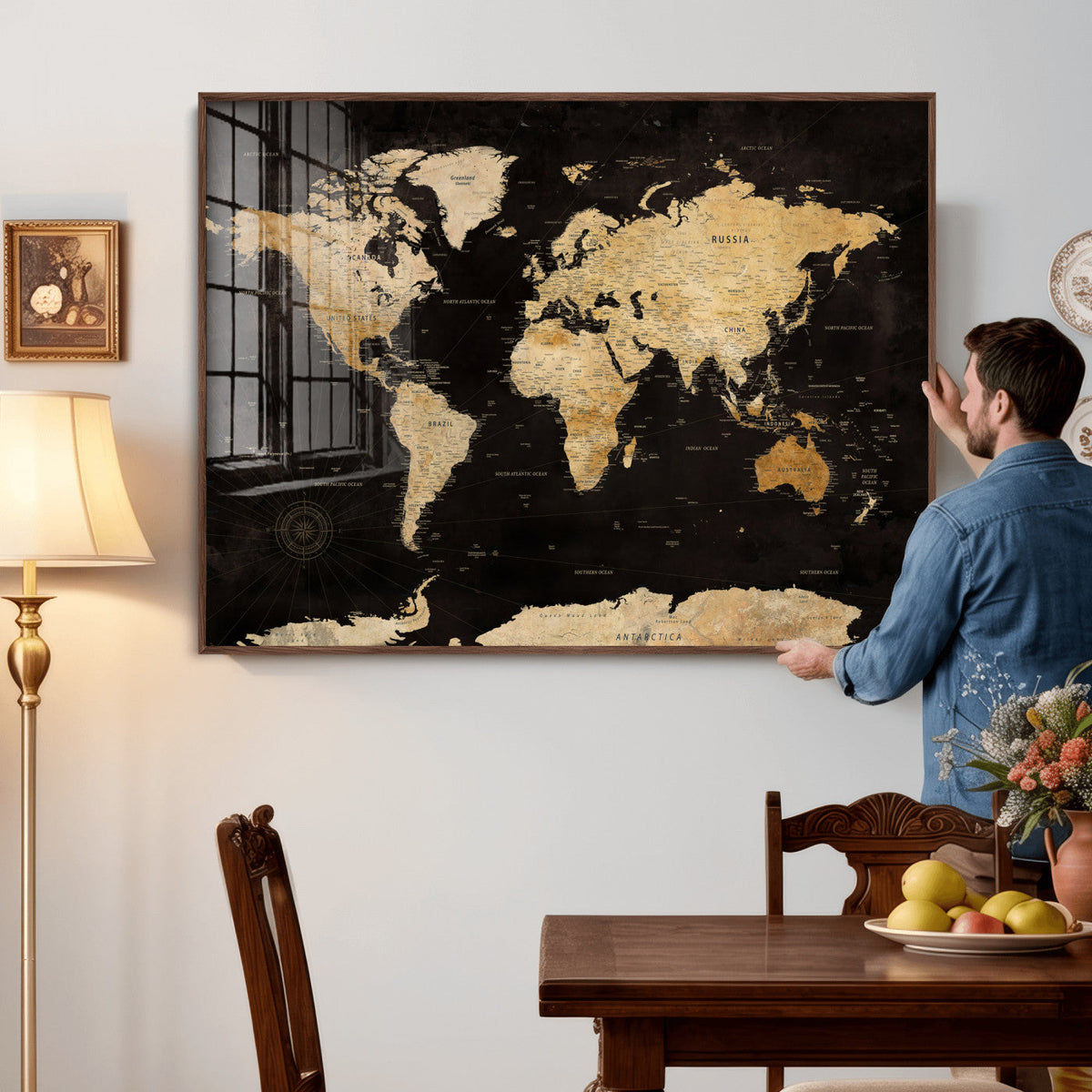 Extra Large World Map Canvas Print – Detailed Map Classic
