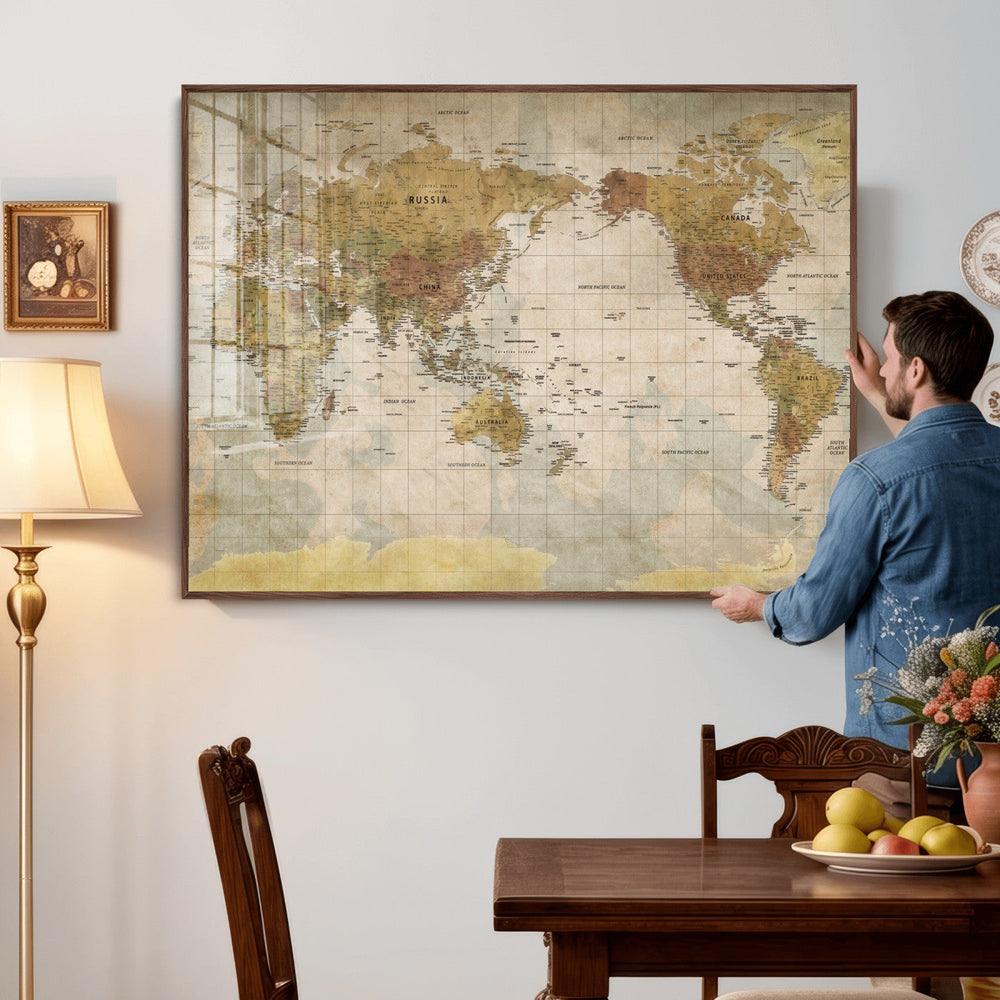 World Map Canvas Print – Detailed Map of the World Wall Art