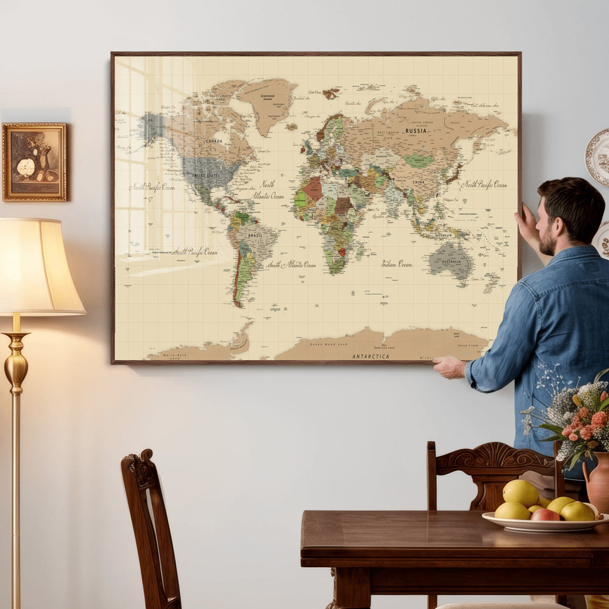 Extra Large World Map Canvas Print – Detailed Map of the