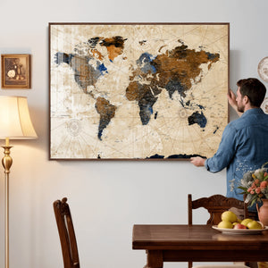 World Map Canvas Print – Framed Travel Map Wall Art for