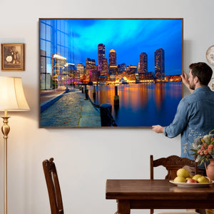 Boston Wall Art Canvas Print, Boston City Downtown Night