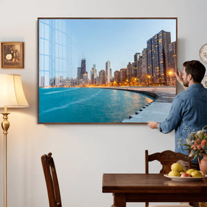 Chicago Wall Art Canvas Print, Chicago City Downtown Night