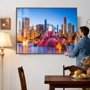Chicago Wall Art Canvas Print, Chicago City Downtown Night