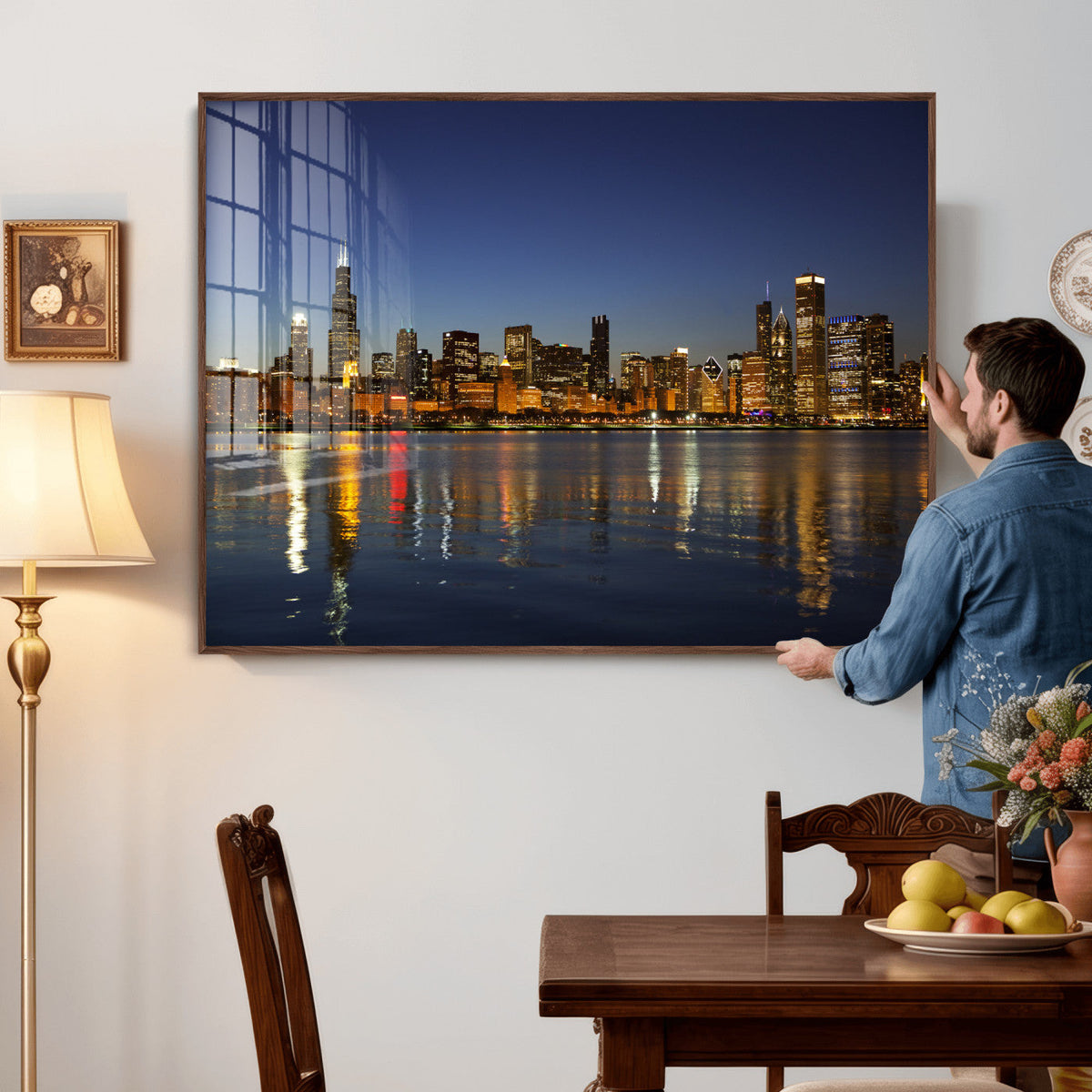 Chicago Wall Art Canvas Print - Chicago City Downtown Night
