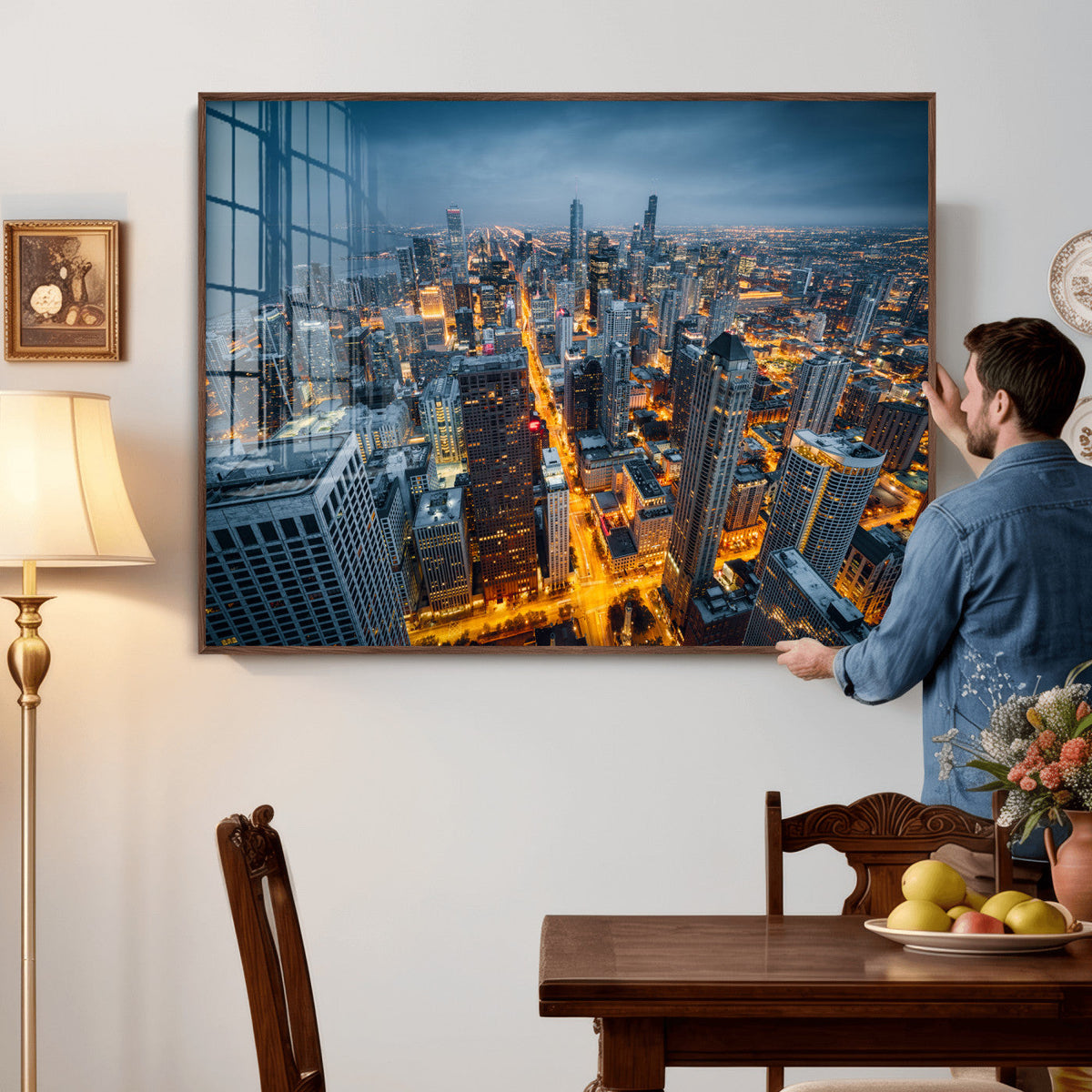 Chicago Wall Art Canvas Print - Chicago City Downtown Night