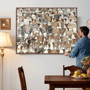 Abstract Longhorn Wall Art Canvas Print - Cow Animal Drawing