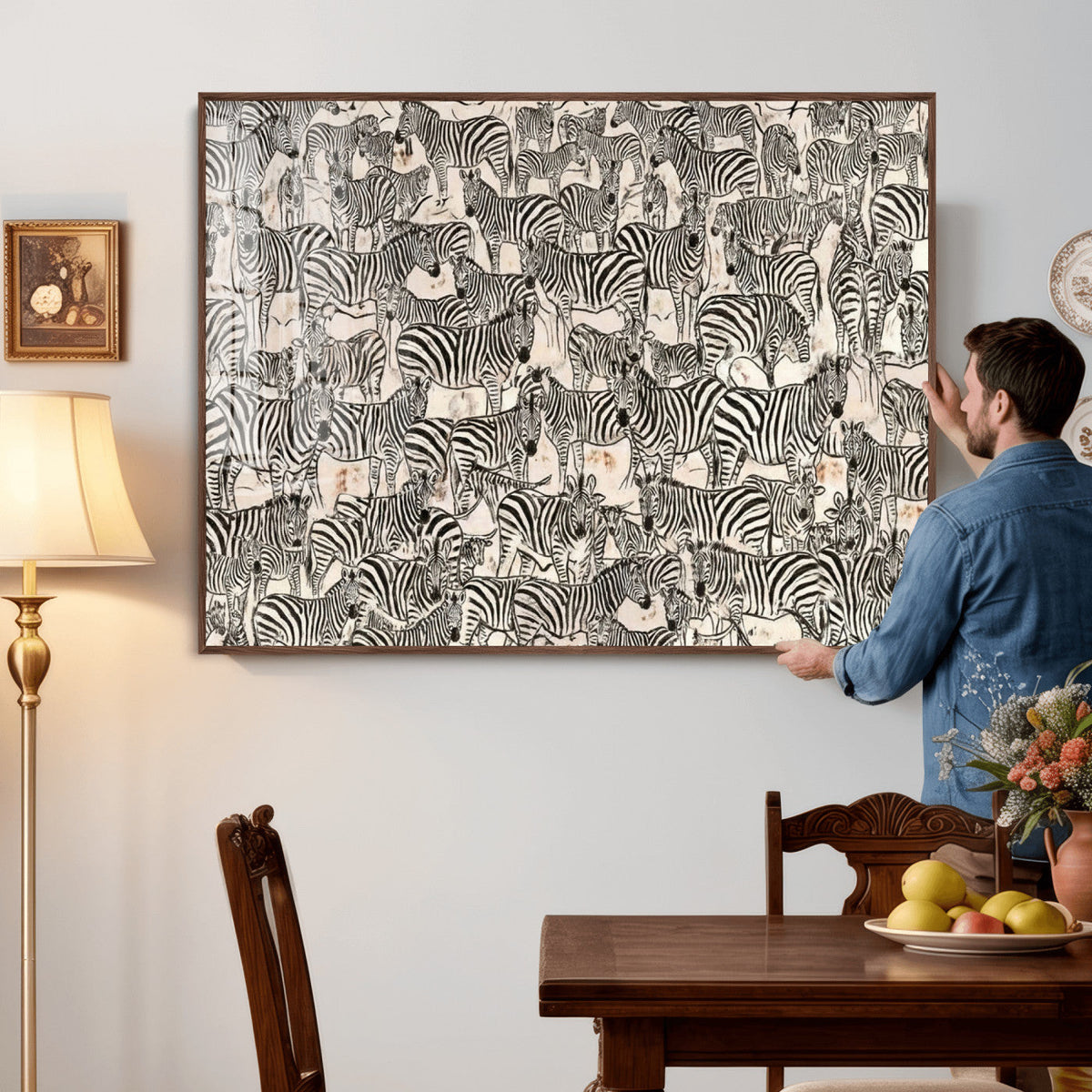 Abstract Zebra Wall Art Canvas Print for Farmhouse Decor