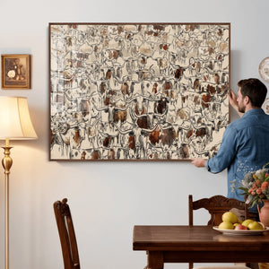Abstract Longhorn Wall Art Canvas Print - Farm Animal