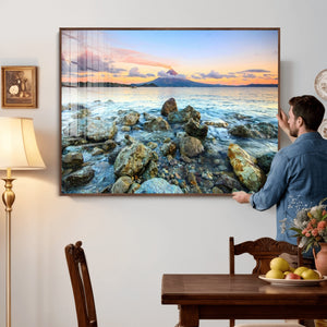 Mayon Volcano Seascape Wall Art Canvas Print, Tropical Ocean