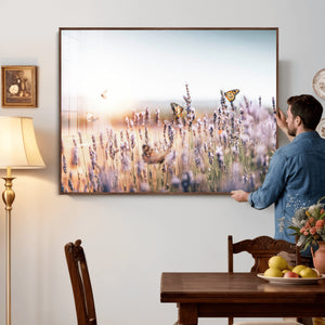Lavender Field Wall Art Canvas Print, Butterfly Floral