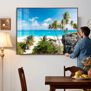 Tropical Beach Wall Art Canvas Print, Palm Tree Ocean