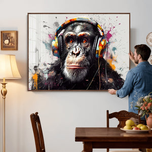 Dj Monkey Wall Art Canvas Print – Colorful Pop Art Banksy