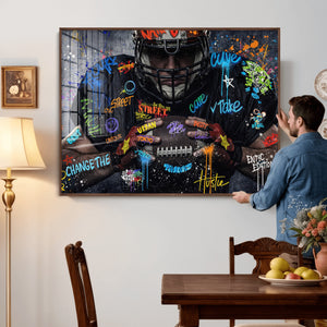 Graffiti American Football Player Street Art Wall Art Canvas