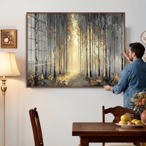 Abstract Birch Forest Wall Art Canvas Print – Modern Neutral