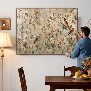 Vintage Birds and Flowers Wall Art Canvas Print, Botanical