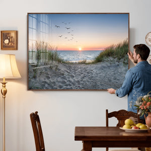 Sandy Dune Path Sunset Canvas Wall Art — Seagulls Beach